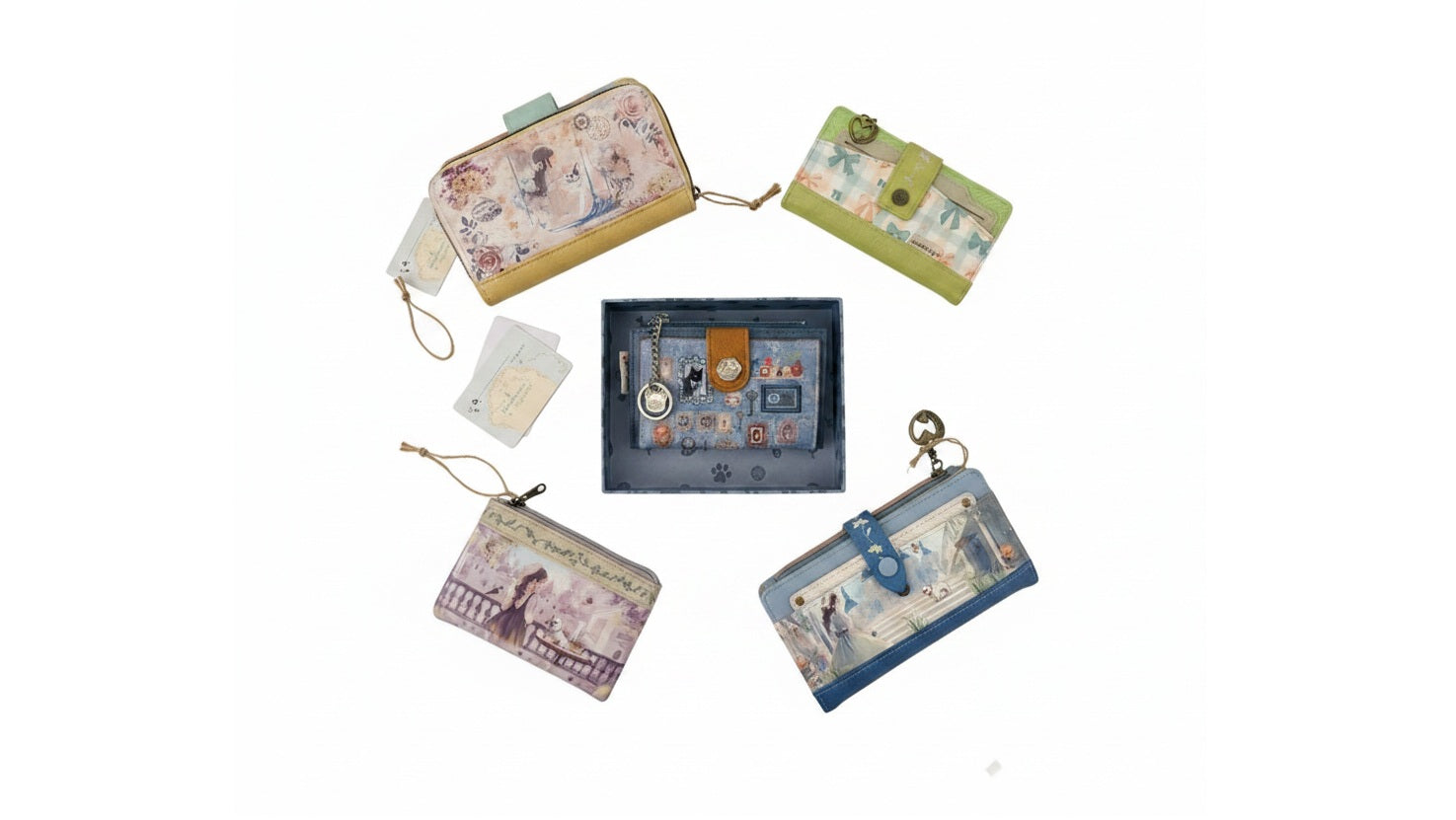 Wallets on white background