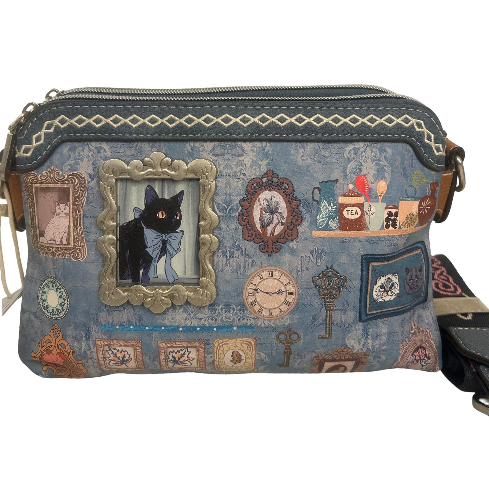 Geanta crossbody cu 2 compartimente principale