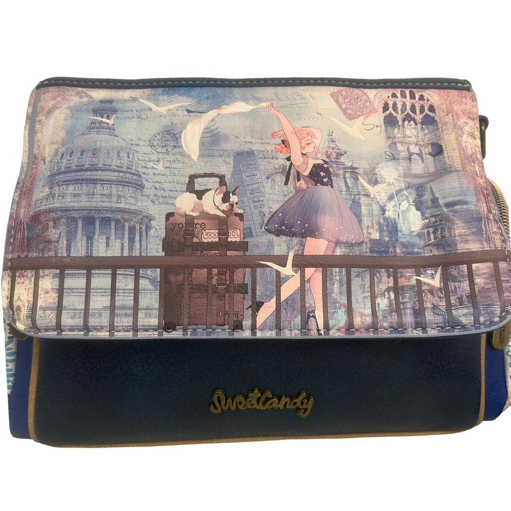Geanta crossbody cu 3 buzunare exterioare cu fermoar .