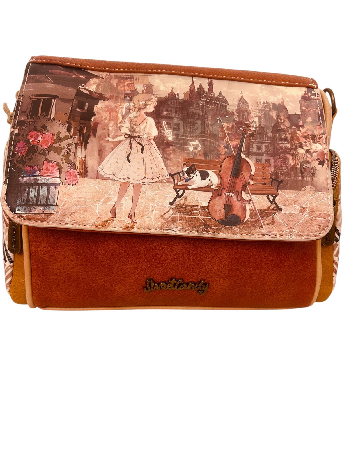 Geanta crossbody cu 3 buzunare exterioare .