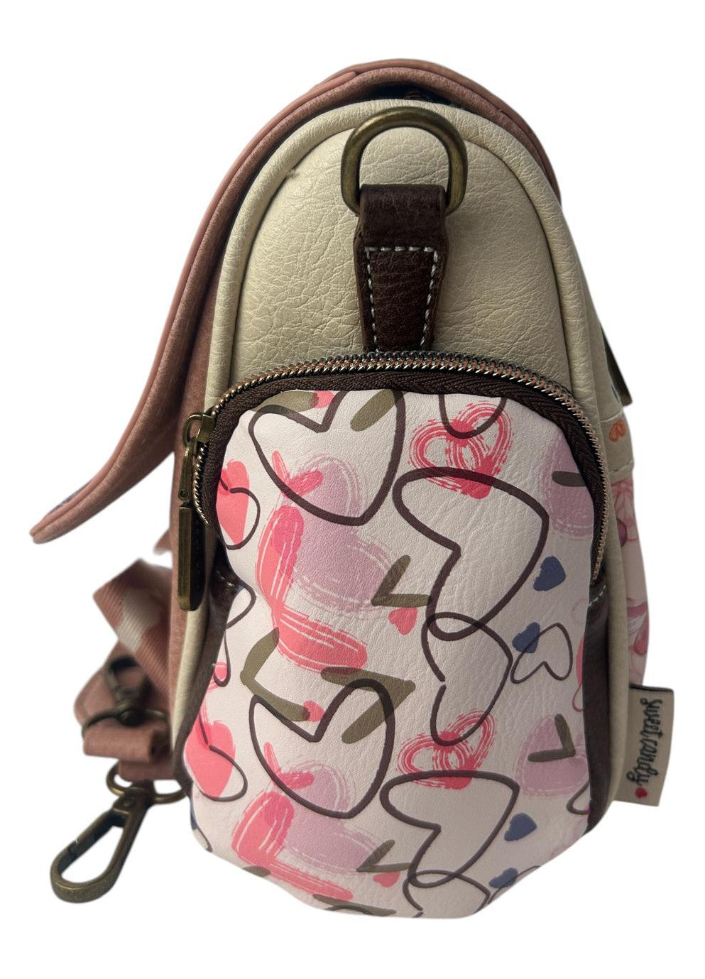 Geanta crossbody cu 3 buzunare exterioare cu fermoar.