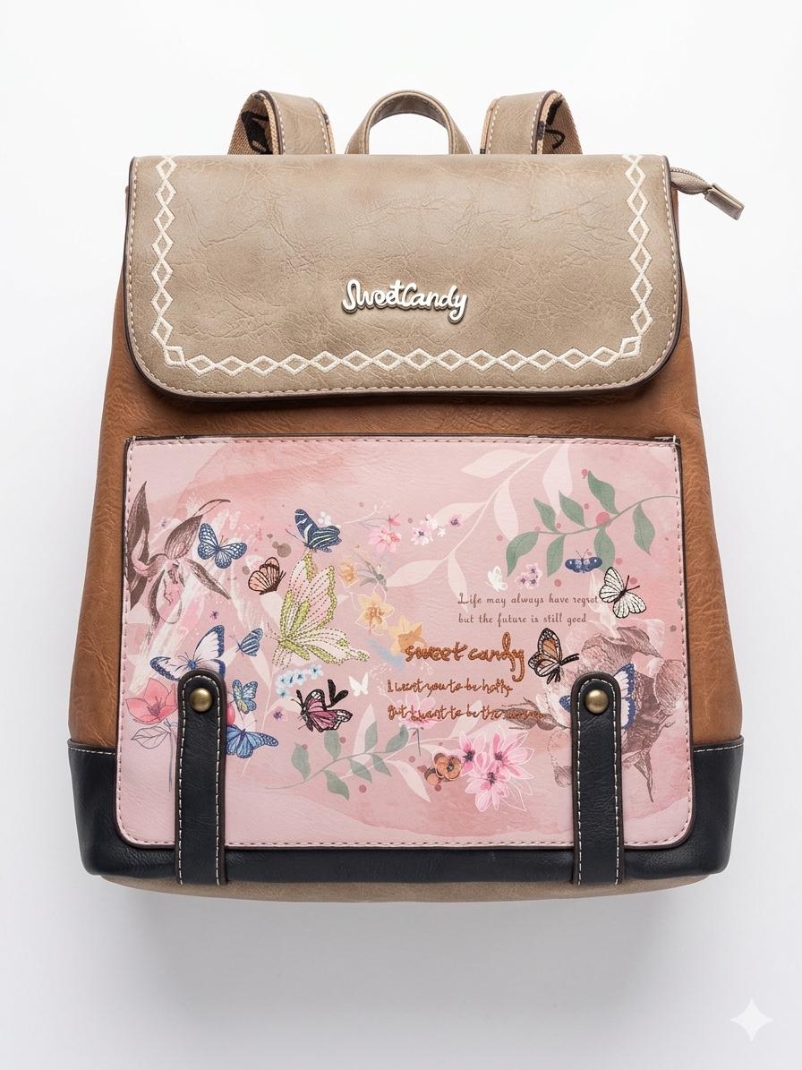 Rucsac  cu design fluture si buzunar spate