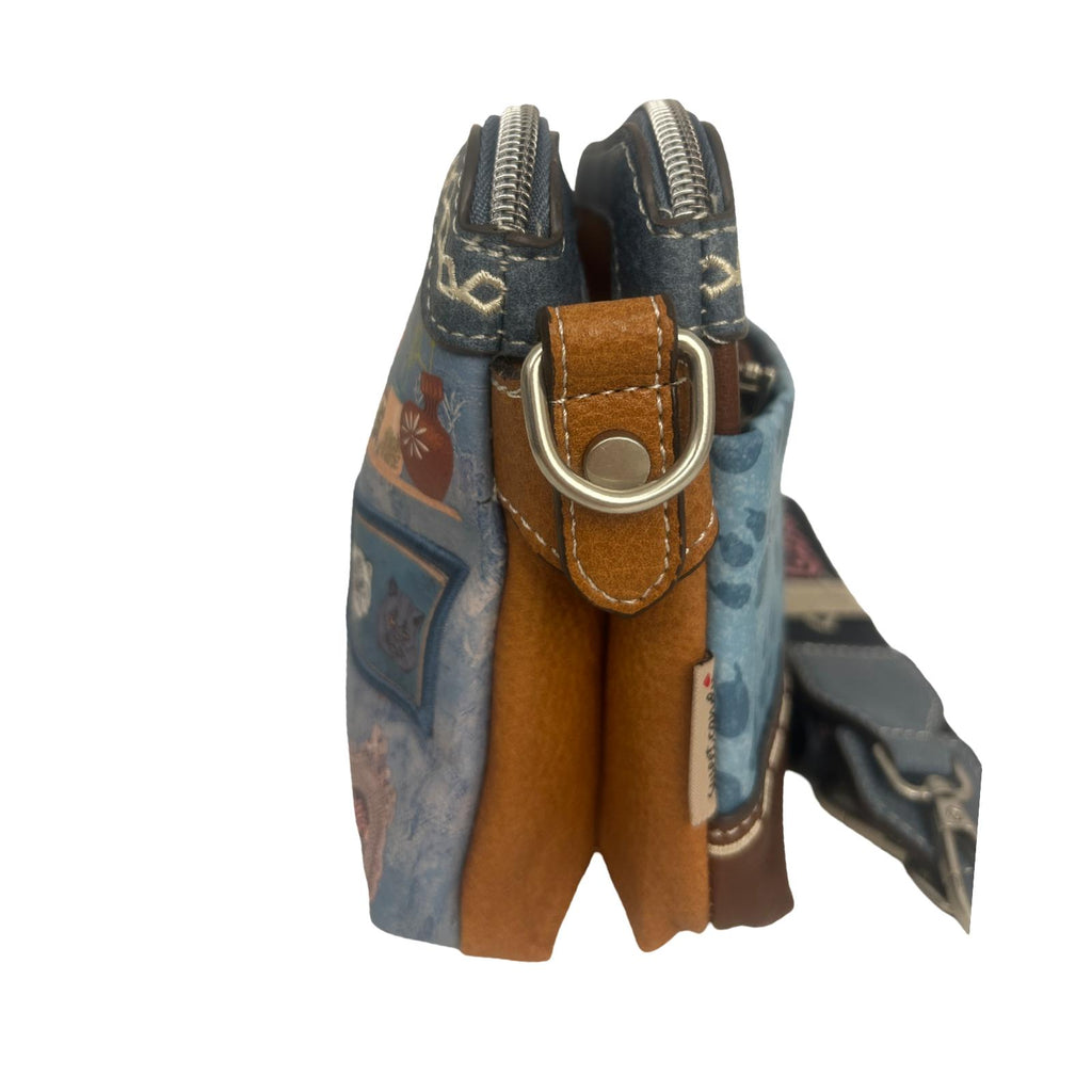 Geanta crossbody cu 2 compartimente principale