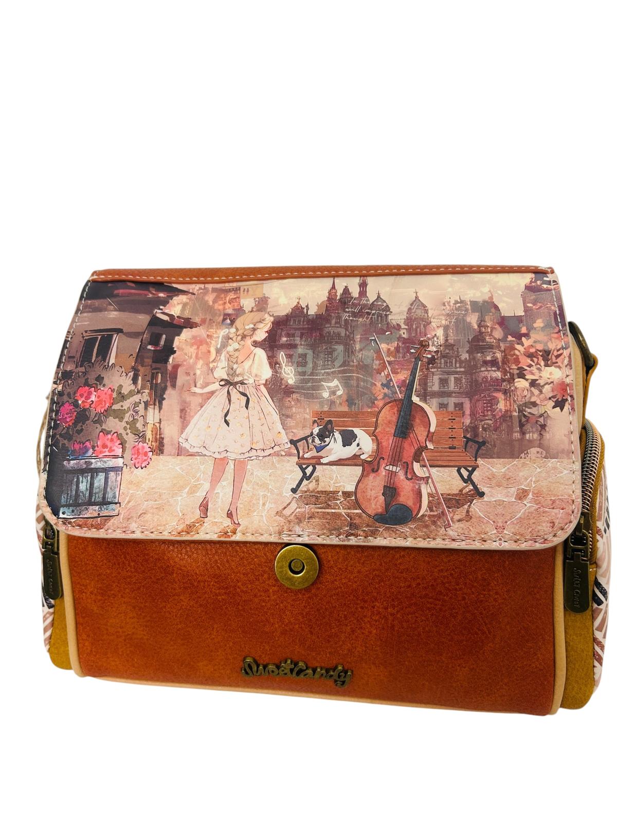 Geanta crossbody cu 3 buzunare exterioare .