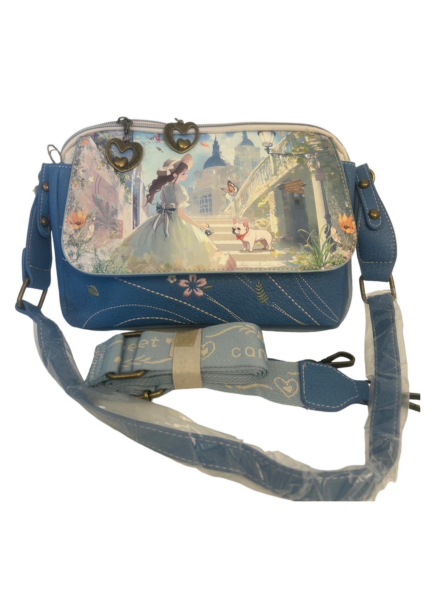 Geanta crossbody cu 2 compartimente principale