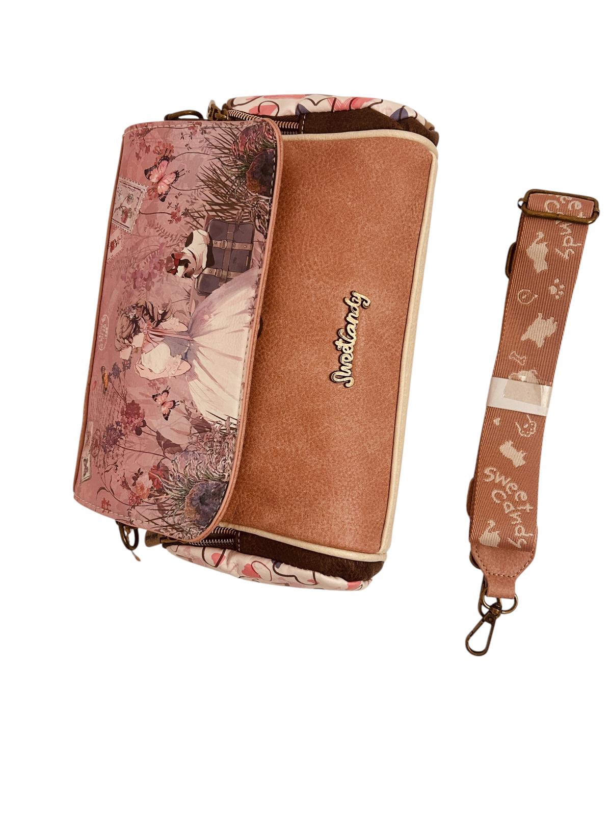 Geanta crossbody cu 3 buzunare exterioare cu fermoar.