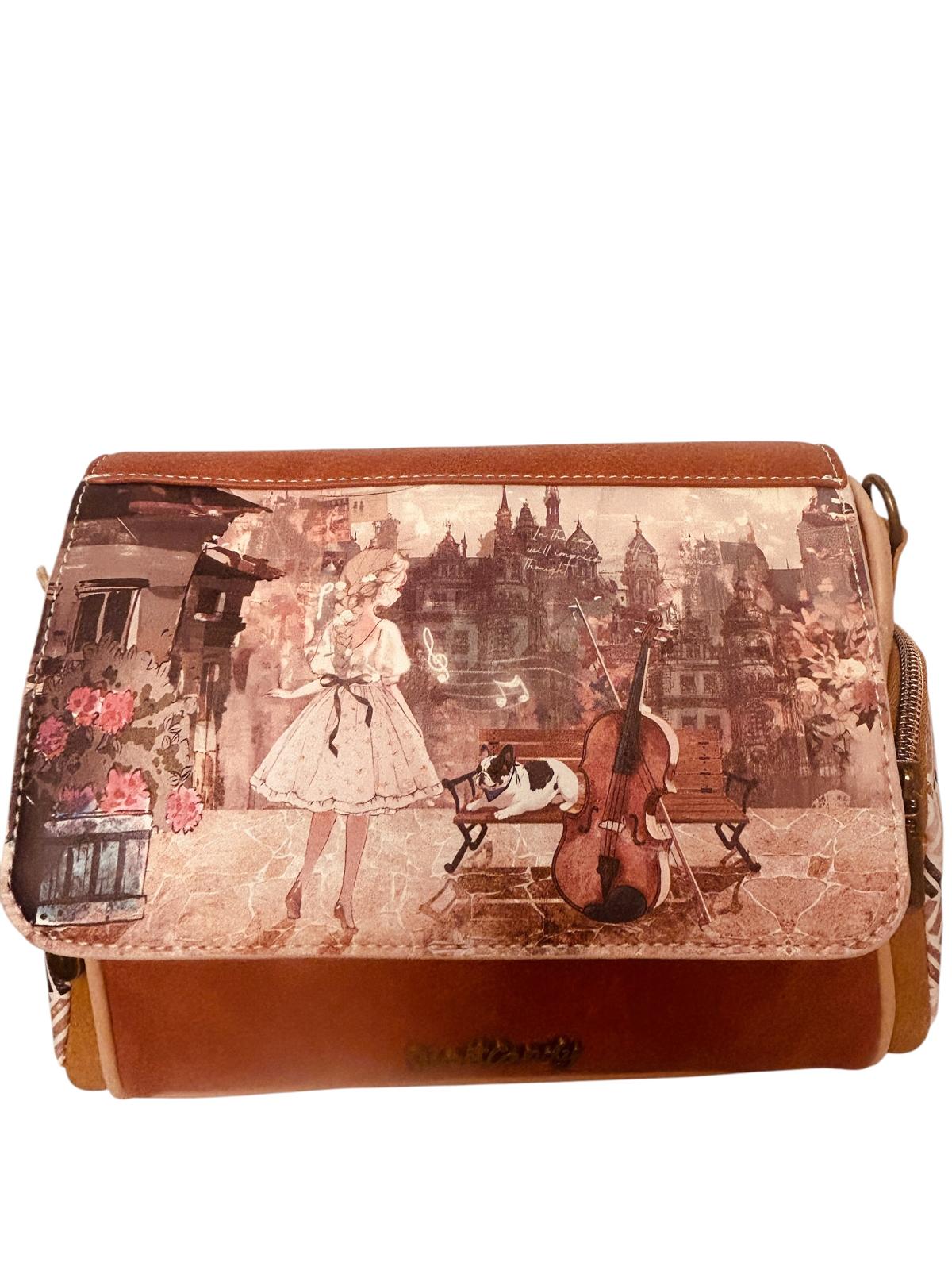 Geanta crossbody cu 3 buzunare exterioare .