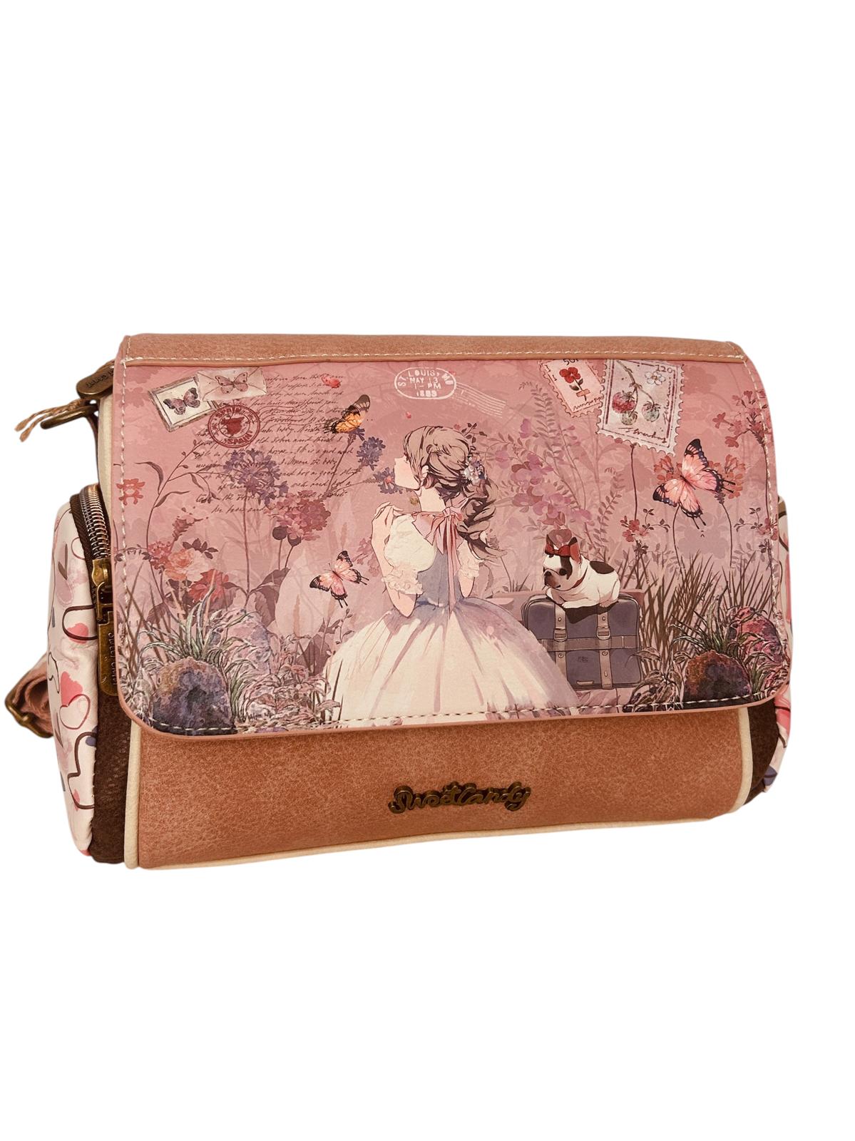 Geanta crossbody cu 3 buzunare exterioare cu fermoar.