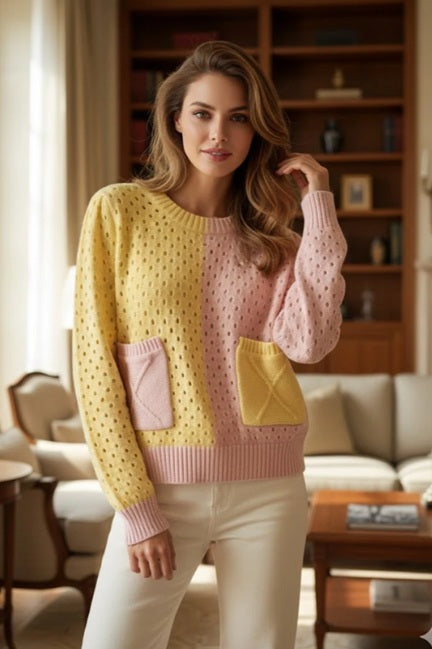 Exquiss's Paris  Breezy sweater with contrasting pockets