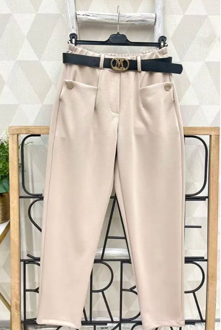 Women's trousers with belt and pockets