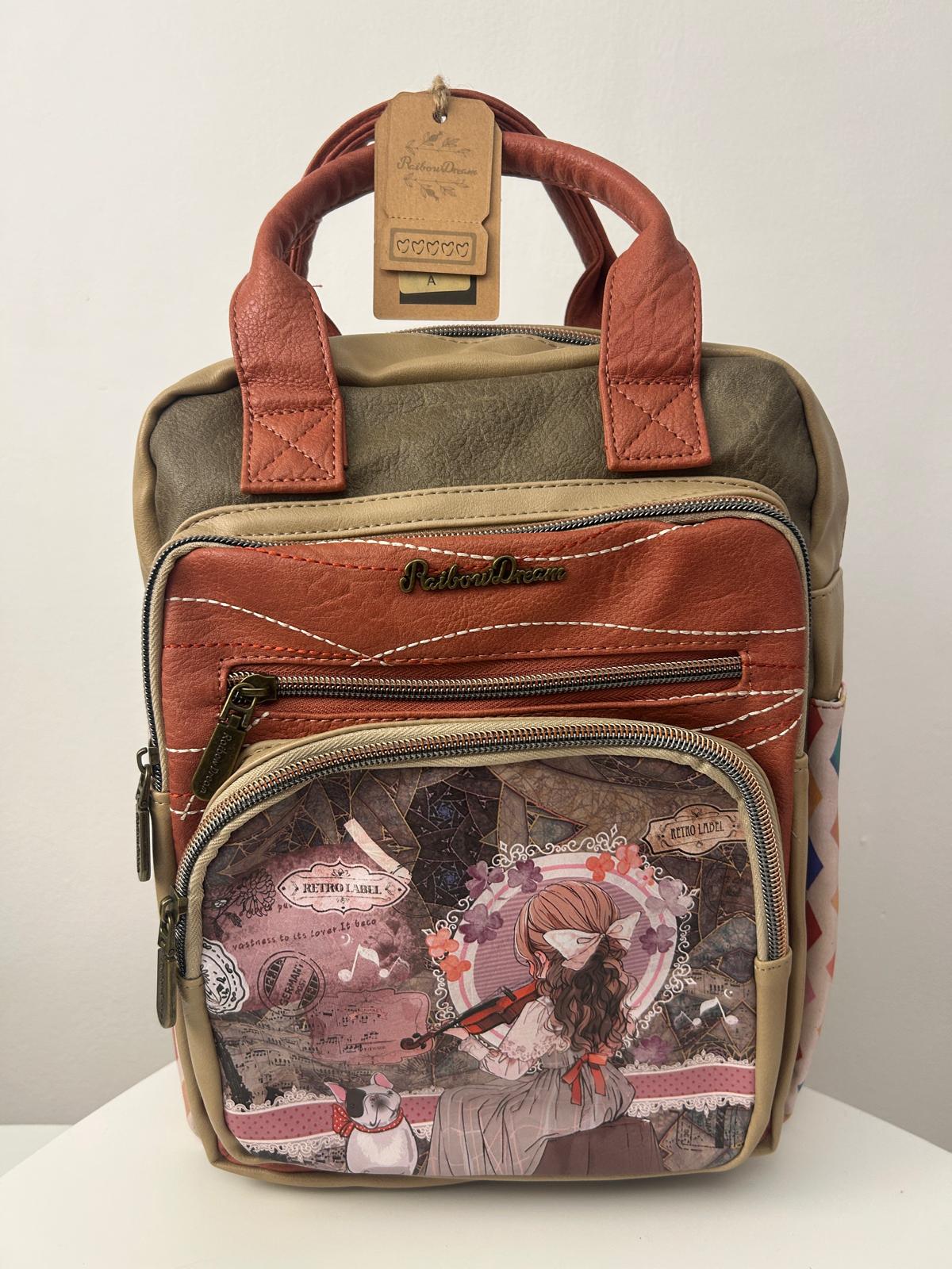 Rucsac cu design vintage original și nou-nouț