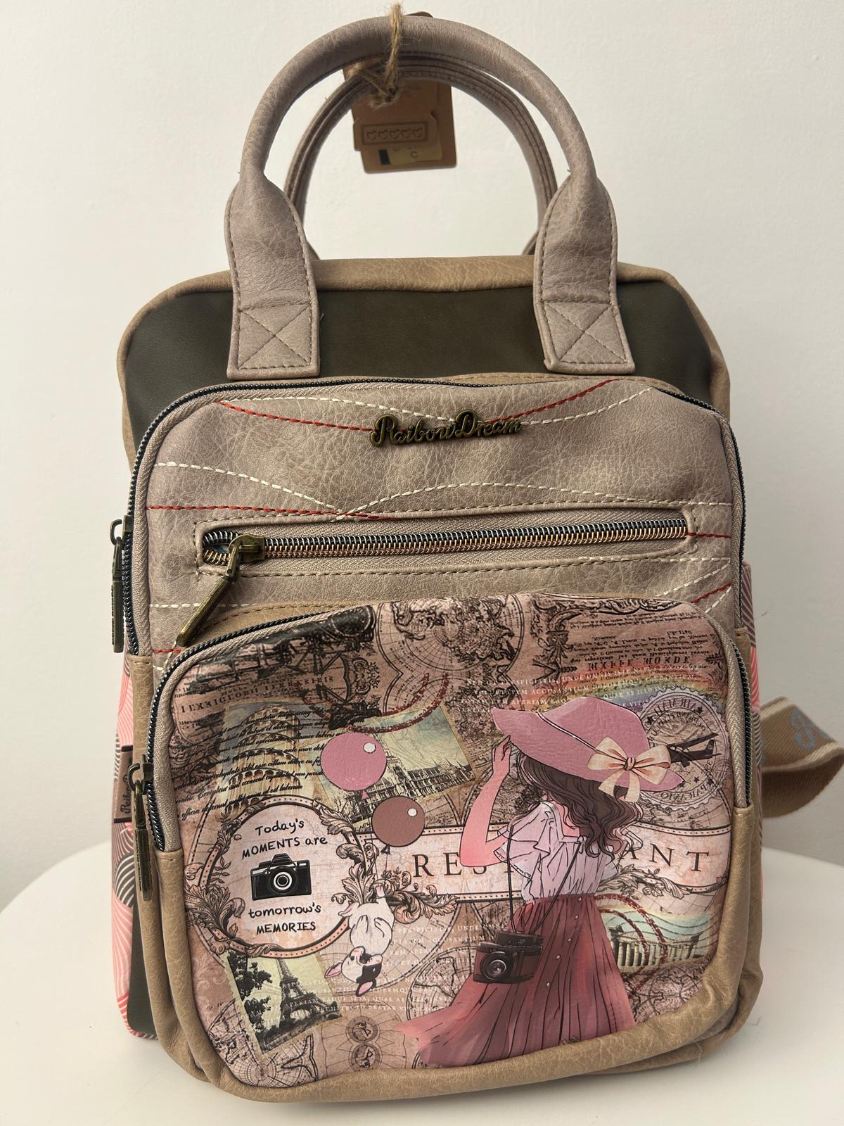 Rucsac cu design vintage original și nou-nouț