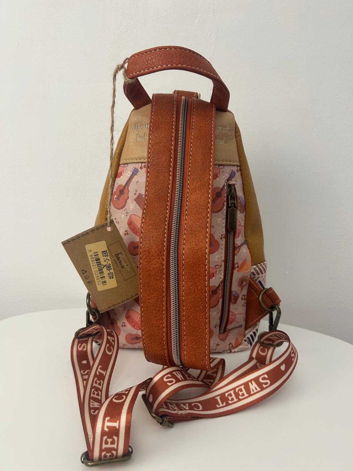 Rucsac sweet candy, design de păpușă și buzunare exterioare pentru femei