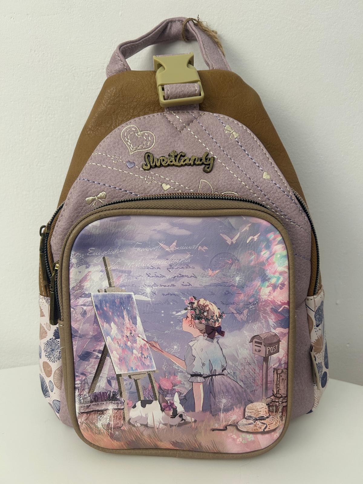 Rucsac sweet candy, design de păpușă și buzunare exterioare pentru femei