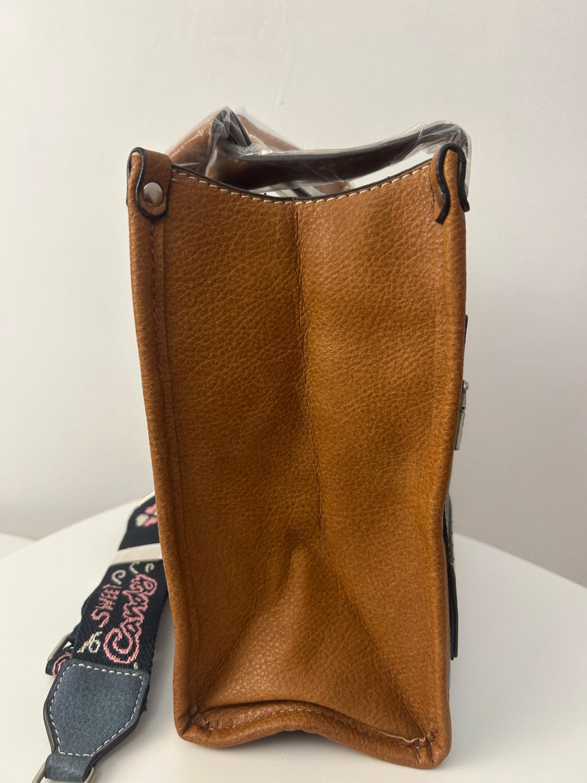 Geantă de cumpărături sintetică cu design dulce cu pisici bombonoase și buzunar la spate