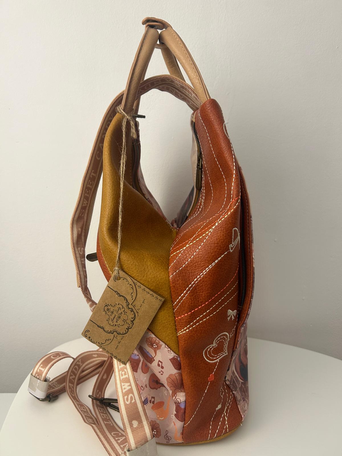 Sweet Candy Anti-Theft Synthetic Doll Backpack for Women with Exterior Pockets and Zippered Straps