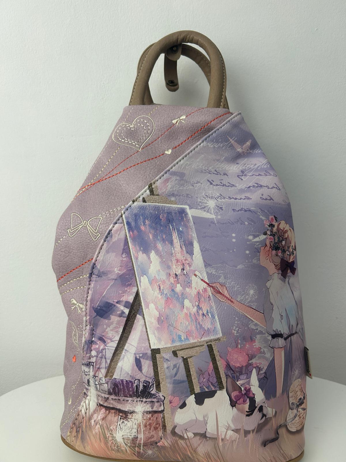 Sweet Candy Anti-Theft Synthetic Doll Backpack for Women with Exterior Pockets and Zippered Straps