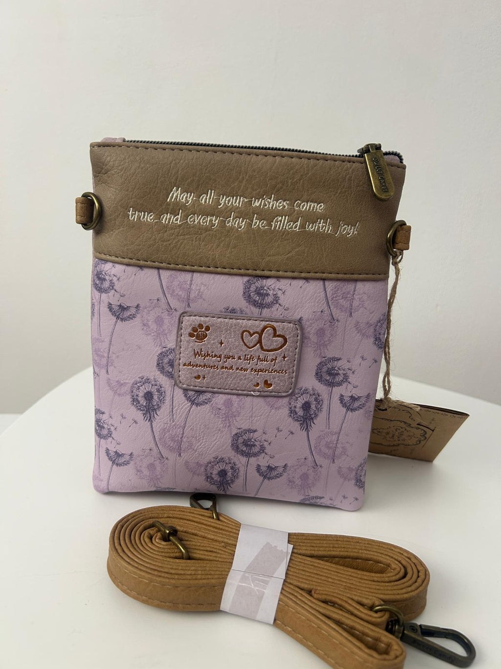 Geantă crossbody pentru femei cu design de sweet candy și 2 buzunare frontale cu fermoar
