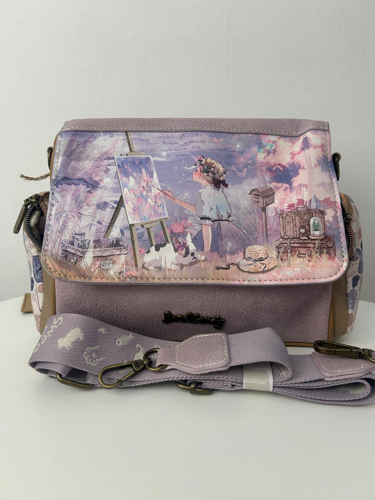 Geantă crossbody sintetică Sweet Candy cu 3 buzunare exterioare cu fermoar pentru femei