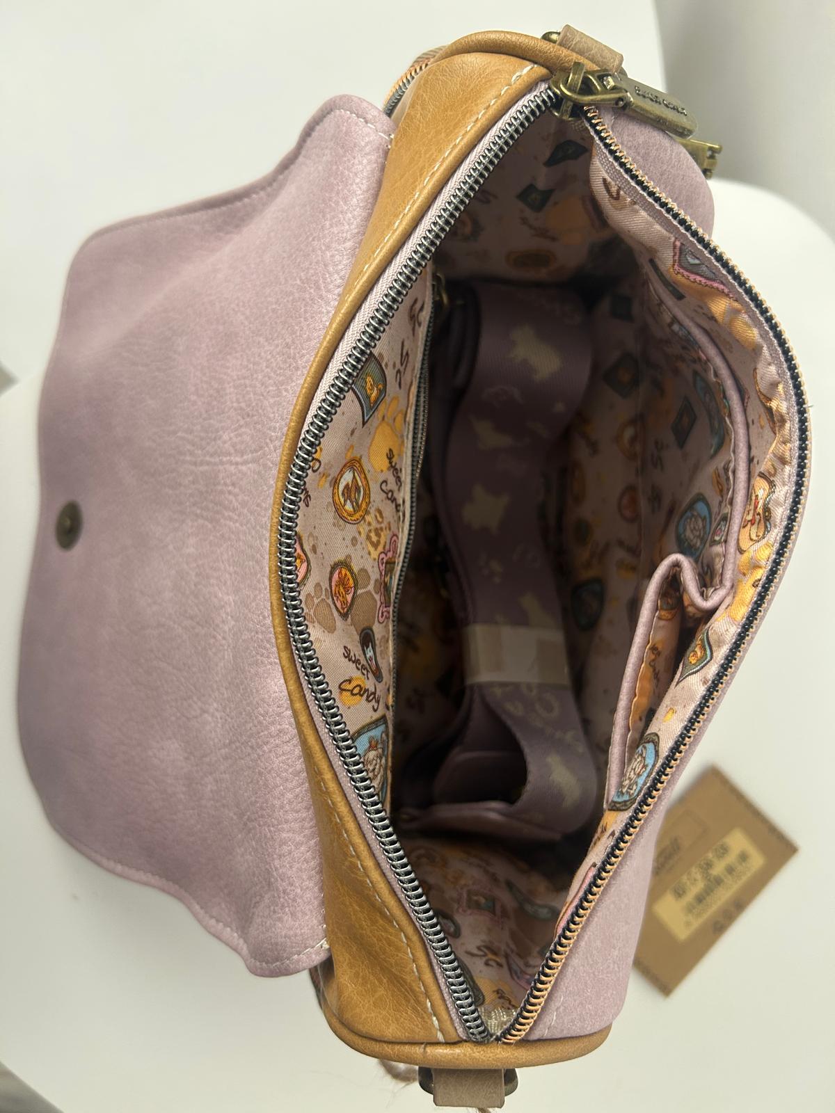 Geantă crossbody sintetică Sweet Candy cu 3 buzunare exterioare cu fermoar pentru femei