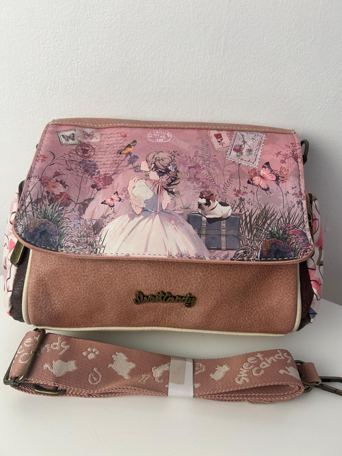 Geantă crossbody sintetică Sweet Candy cu 3 buzunare exterioare cu fermoar pentru femei