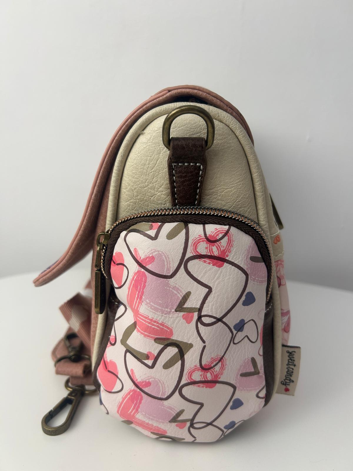 Geantă crossbody sintetică Sweet Candy cu 3 buzunare exterioare cu fermoar pentru femei