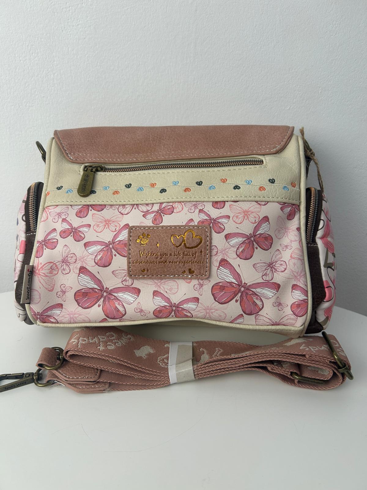 Geantă crossbody sintetică Sweet Candy cu 3 buzunare exterioare cu fermoar pentru femei