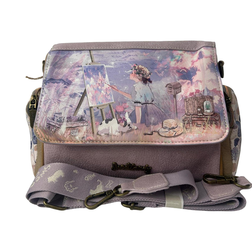 Geanta crossbody cu 3 buzunare exterioare cu fermoar