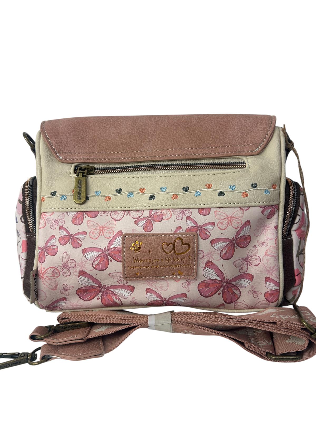 Geanta crossbody cu 3 buzunare exterioare cu fermoar.