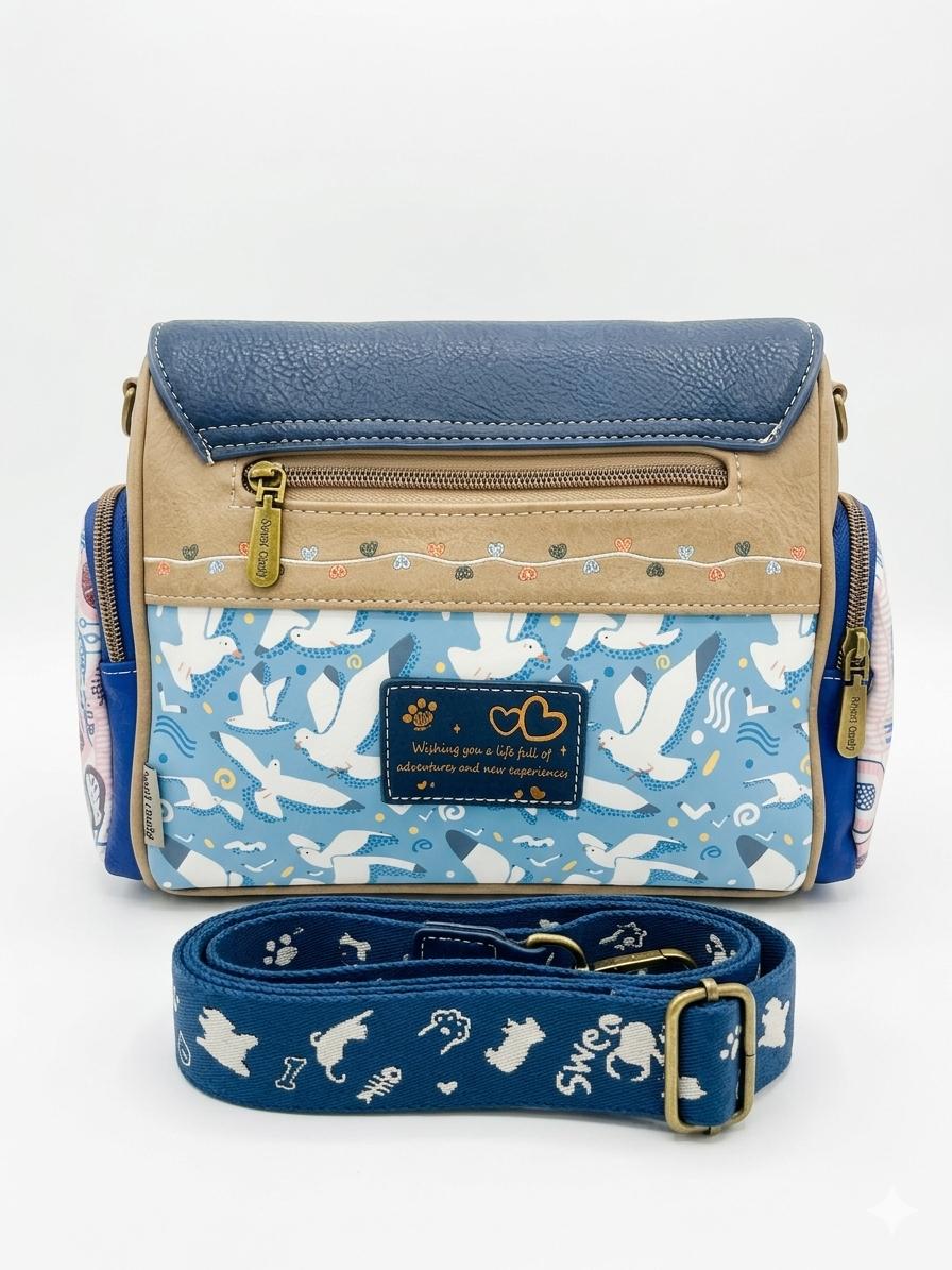 Geanta crossbody cu 3 buzunare exterioare cu fermoar .
