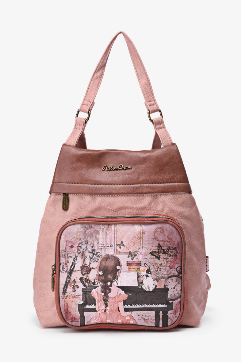 Rucsac sintetic cu bomboane dulci și design de păpușă