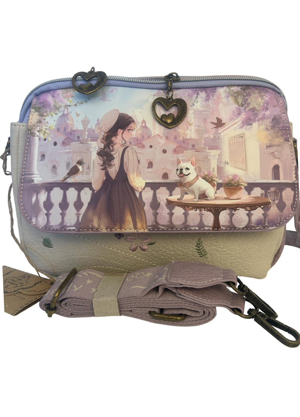 Geanta crossbody cu 2 compartimente principale.