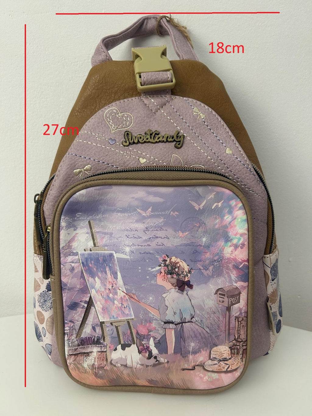 Rucsac sweet candy, design de păpușă și buzunare exterioare pentru femei