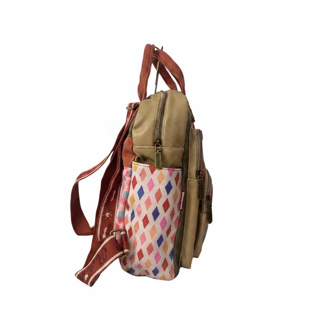 Backpack side view white background clean product shot