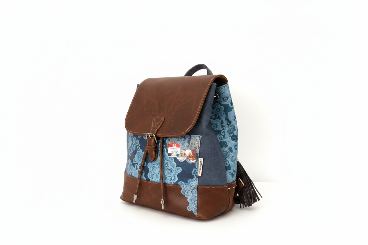Backpack on white background