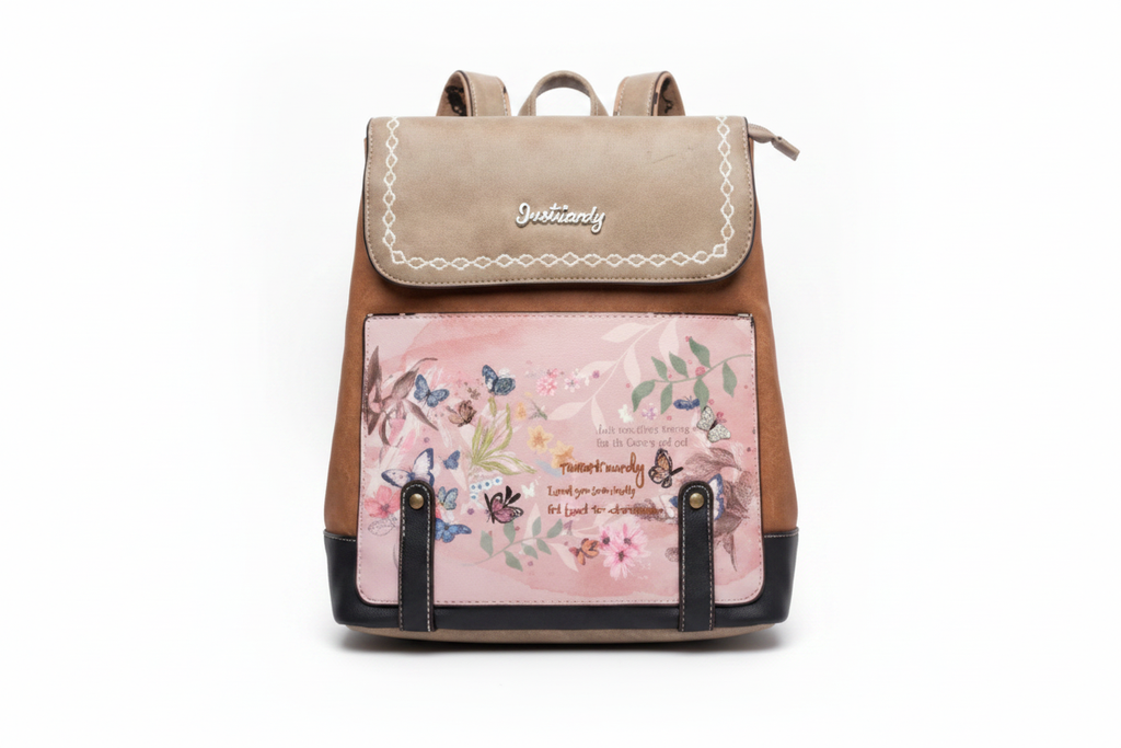 Backpack on white background