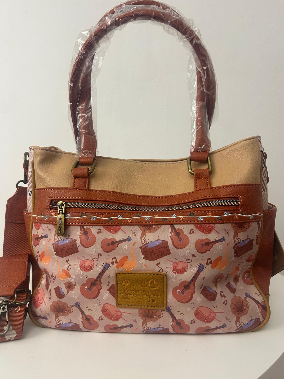 Geantă de umăr sintetică cu sweet candy în formă de bomboane și 4 compartimente exterioare