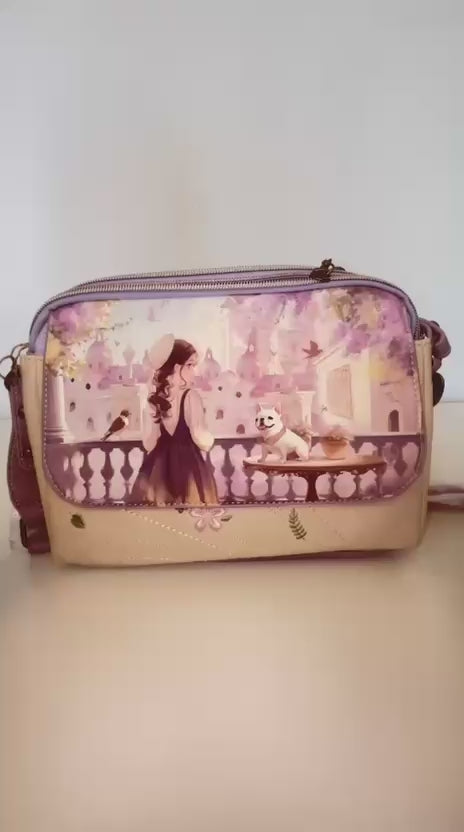 Geanta crossbody cu 2 compartimente principale