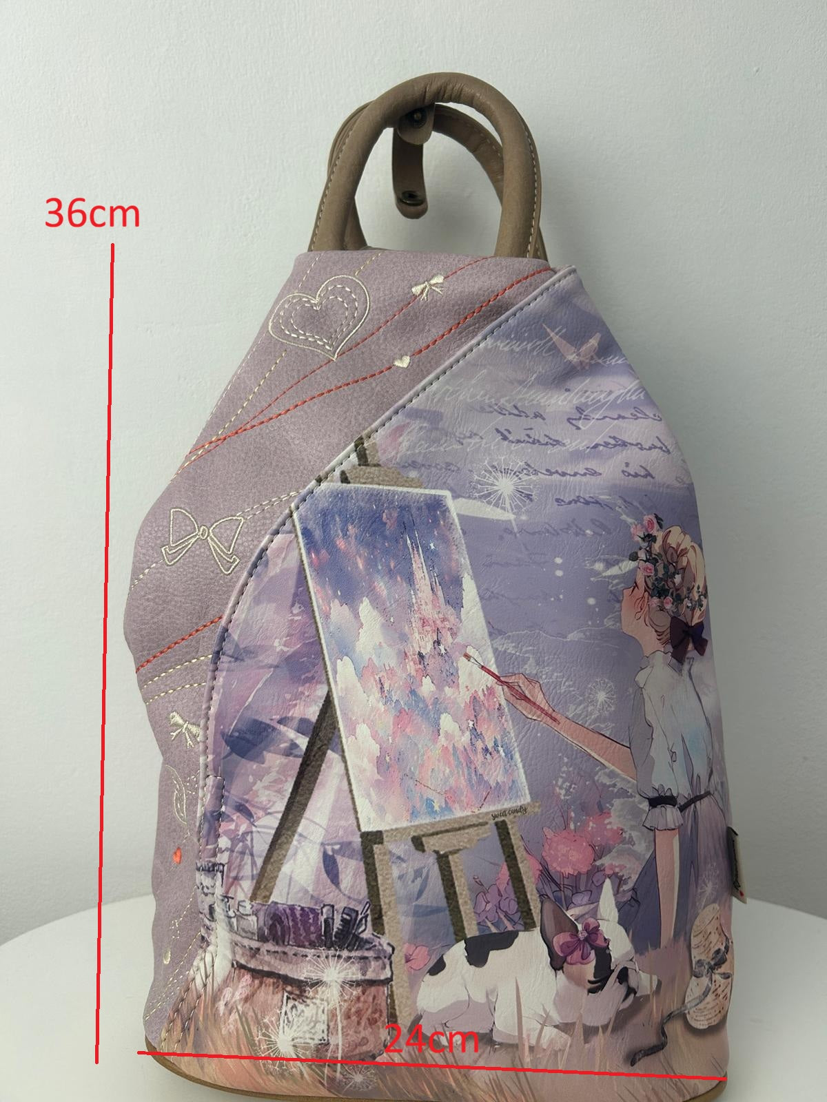 Sweet Candy Anti-Theft Synthetic Doll Backpack for Women with Exterior Pockets and Zippered Straps
