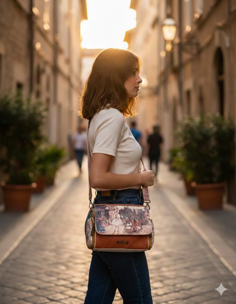 Geantă crossbody sintetică Sweet Candy cu 3 buzunare exterioare cu fermoar pentru femei