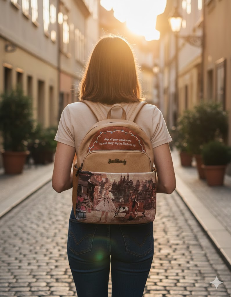 Rucsac mare din piele ecologiga , Sweet Candy, cu 5 compartimente